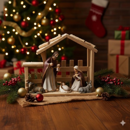 Szopka bożonarodzeniowa w aranżacji Świąt Bożego Narodzenia