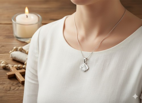 Medalik srebrny - Szkaplerz zwieszony na łańcuszku