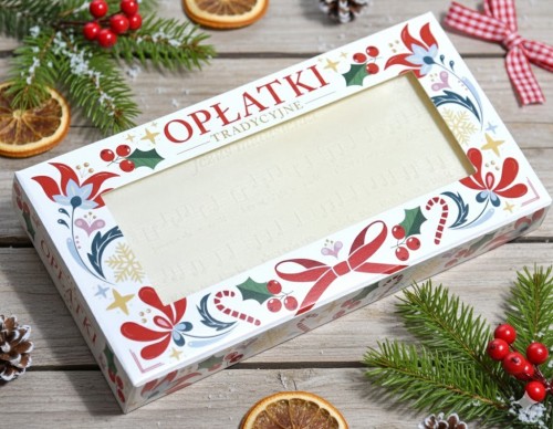 Opłatek wigilijny - 10 dużych opłatków w kartoniku - edycja świąteczna
