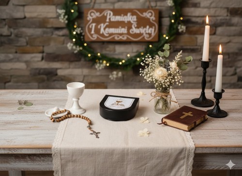 Pudełko na różaniec IHS – czarne etui o zaokrąglonym kształcie