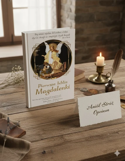 projekt Anioł Stróż opiekun - Moja Pierwsza Biblia ANIOŁ STRÓŻ - Pamiątka prezent dla dziecka z nadrukiem