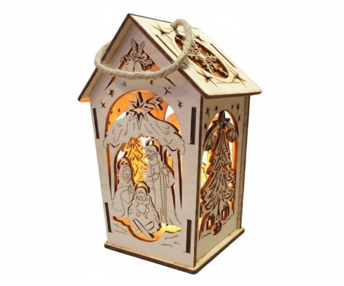 Lampion adwentowy - EKO - drewniany w kolorze naturalnym