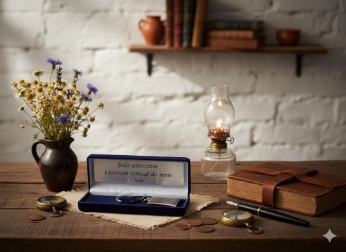 Srebrny brelok w ekskluzywny granatowym pudełku z grawerem!