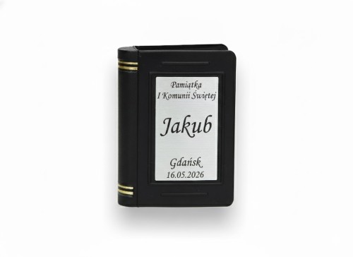 Pudełko na różaniec z imieniem - czarne