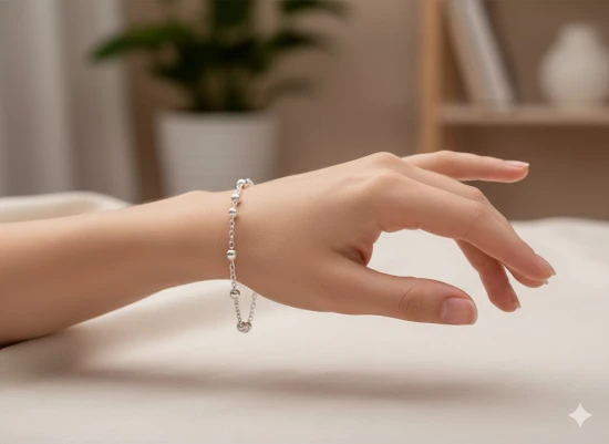 Różaniec srebrny na rękę – bransoletka, próba 925