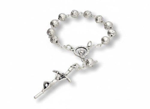 Różaniec włoski z różą papieską 10tka, 6mm