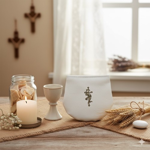 Etui na różaniec - skórkowe białe