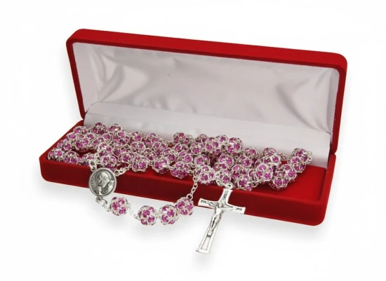 Różaniec Preciosa Crystal Fuksja – połyskujący, ekskluzywny
