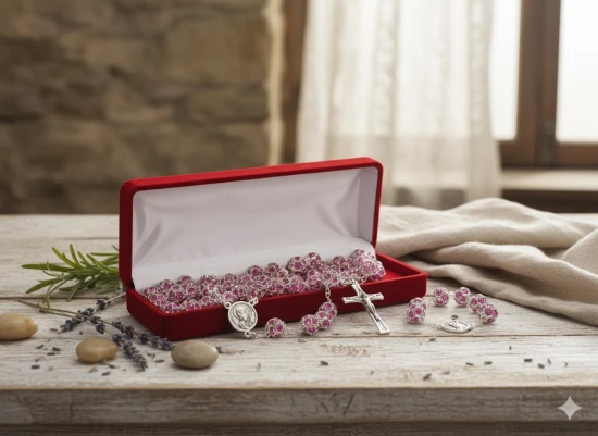 Różaniec Preciosa Crystal Fuksja – połyskujący, ekskluzywny