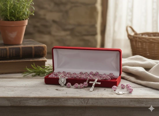 Różaniec Preciosa Crystal Fuksja – połyskujący, ekskluzywny