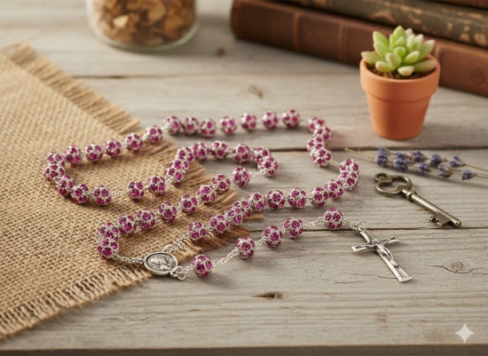 Różaniec Preciosa Crystal Fuksja – połyskujący, ekskluzywny