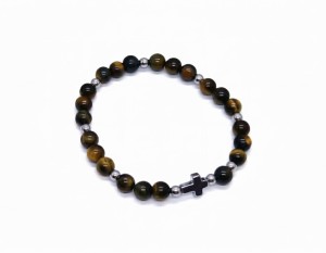 Różaniec Koronka Pokoju MEDUGORJE - bransoletka z kamieni naturalnych TYGRYSIE OKO