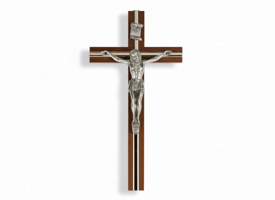 Krzyż drewniany na ścianę, klasyczny - Brązowe Drewno