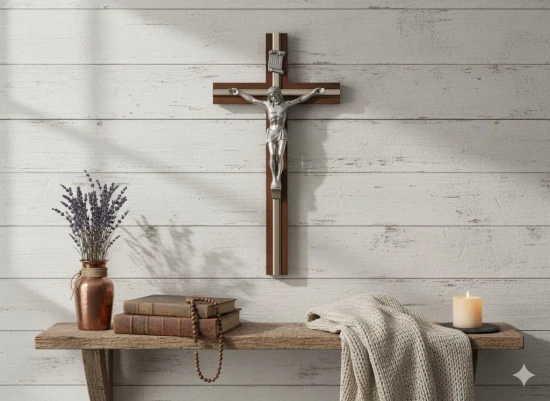 Krzyż drewniany na ścianę, klasyczny - Brązowe Drewno