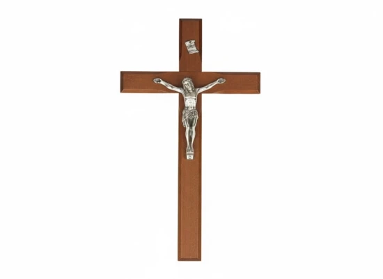 Krzyż drewniany na ścianę, klasyczny - Brązowe Drewno 20cm