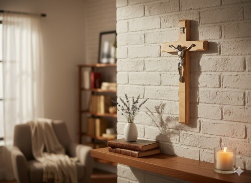 Krzyż drewniany na ścianę, klasyczny - Drewno Naturalne 20cm