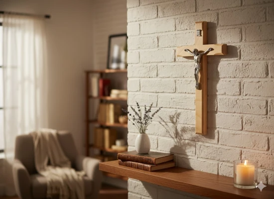 Krzyż drewniany na ścianę, klasyczny - Drewno Naturalne 20cm