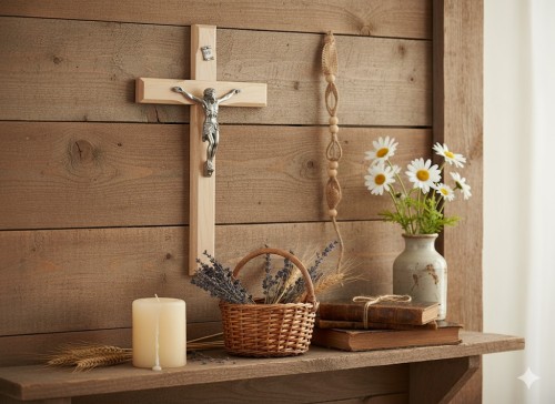 Krzyż drewniany na ścianę, klasyczny - Drewno Naturalne 20cm