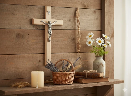 Krzyż drewniany na ścianę, klasyczny - Drewno Naturalne 20cm