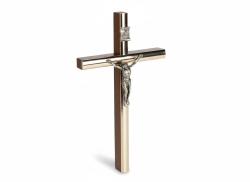 Krzyż drewniany na ścianę – klasyczny, brązowe drewno 13 cm