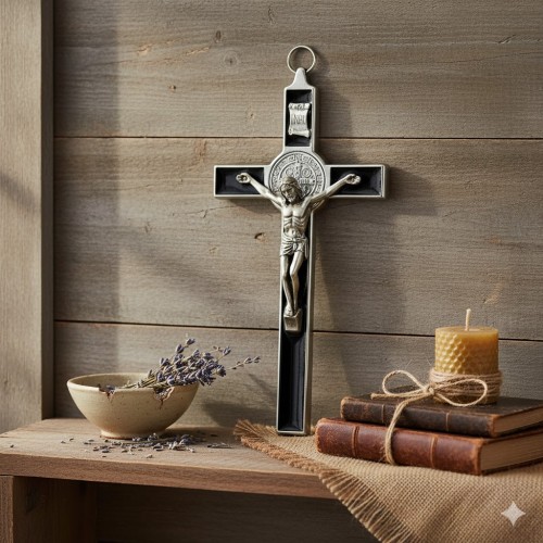 Krzyż Benedyktyński – czarny, klasyczny, 20 cm