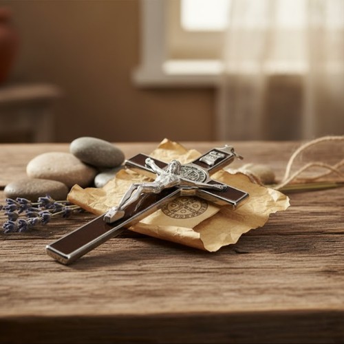 Krzyż Benedyktyński – brązowy, klasyczny, 20 cm