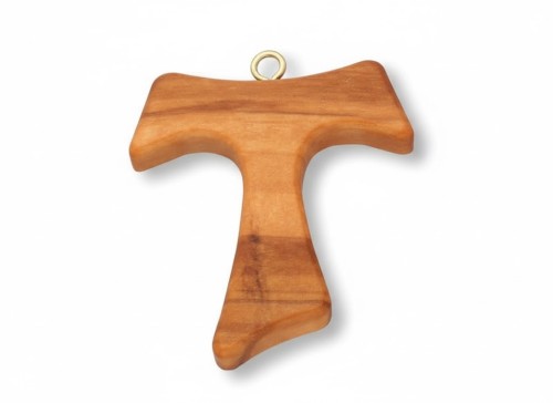 Krzyżyk Tau z drzewa oliwnego – z rzemykiem gratis