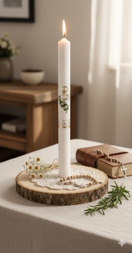 Świeca do Chrztu - gromnica na Chrzest pamiątka GOŁĘBICA