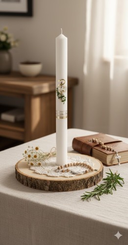 Świeca do Chrztu - gromnica na Chrzest pamiątka GOŁĘBICA