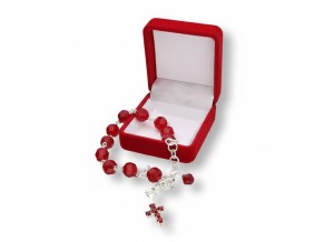 Różaniec kryształkowy CZERWONY Preciosa – 10-tka na rękę