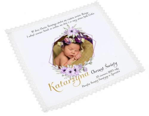 Szatka na Chrzest  Fiołek Alpejki