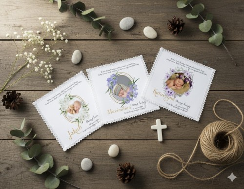 Szatka na Chrzest ZE ZDJĘCIEM