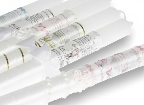 Świeca do Chrztu z imieniem i modlitwą – pamiątka Chrztu Świętego