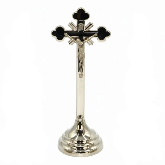 Krzyż stojący srebrny tradycyjny - 19cm