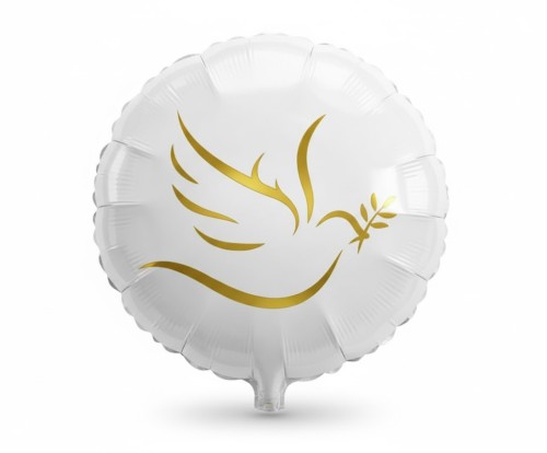 Balon foliowy Złoty Gołąbek z listkami – okrągły 18 cali (46 cm)