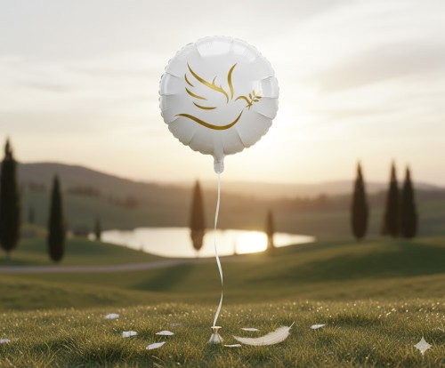 Balon foliowy Złoty Gołąbek z listkami – okrągły 18 cali (46 cm)