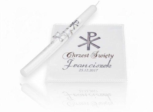 Zestaw do Chrztu z medalikiem i monogramem Chrystusa XP
