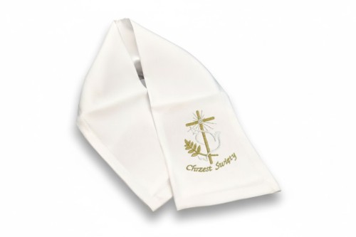 Szal z haftem KRZYŻ ELEGANCKI - szatka do chrztu w formie szal