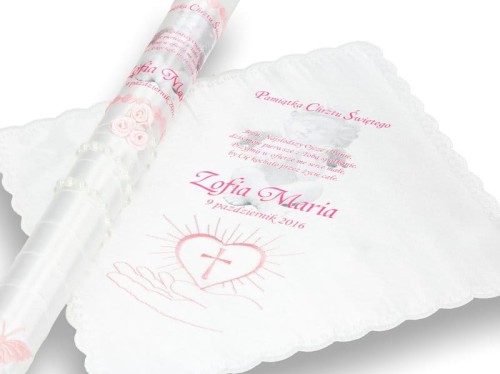 Zestaw na Chrzest z modlitwą i imieniem - chusteczka