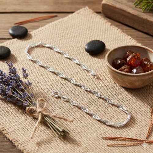 Łańcuszek srebrny Singapur pr. 925 – Rodowany, średnica splotu: 2,7 mm