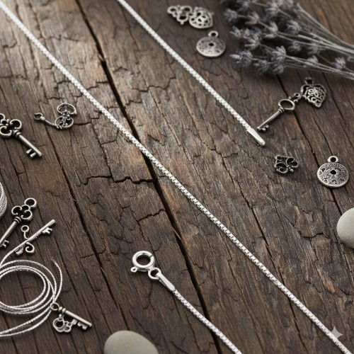 Łańcuszek srebrny pr. 925 kostka wenecka, diamentowana