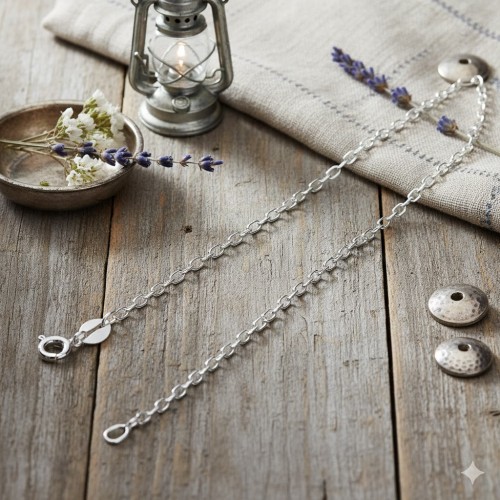 Łańcuszek srebrny 925 Rolo diamentowany