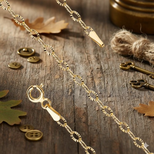 Srebrny pozłacany łańcuszek Dropstar ozdobny, pr 925 - ~2,5 mm