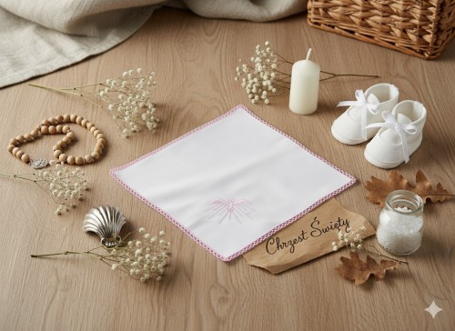 Szatka z wykończeniem różowym