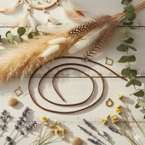 Rzemyk brązowy – do medalika lub krzyżyka, ok. 80 cm