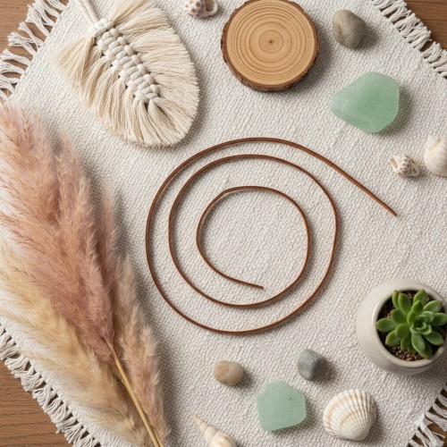 Rzemyk jasnobrązowy – do medalika lub krzyżyka, ok. 80 cm