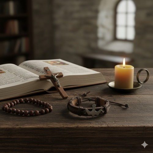 Stylowa bransoletka z naturalnej skóry z Duchem Świętym