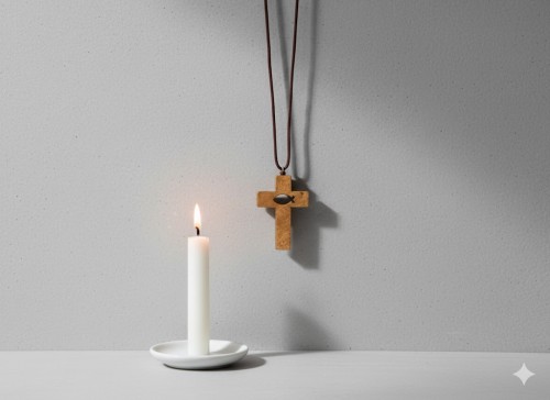 Krzyżyk drewniany z rzemykiem – symbol wiary i prostoty