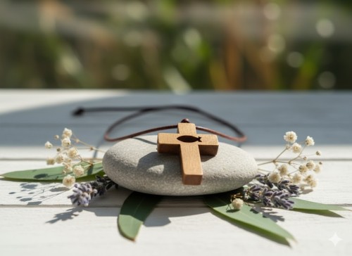 Krzyżyk drewniany z rzemykiem – symbol wiary i prostoty