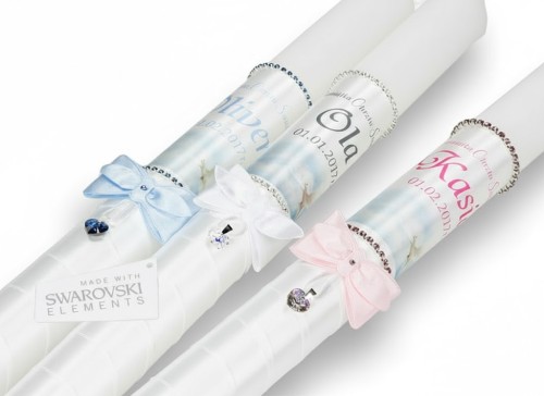 SWAROVSKI świeca do chrztu z imieniem